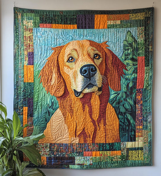 Golden Retriever in the Garden Quilted Blanket - Throw (55" x 60")