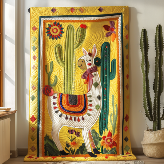 Golden Sun Llama Quilted Blanket - Throw (55" x 60")