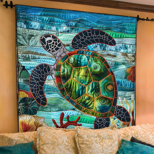 Golden Turtle Bay Quilted Blanket - Throw (55" x 60")