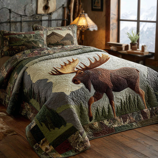 Golden Antlers 3-Piece Quilted Bedding Set - Single (59" x 70")