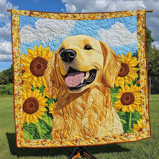 Golden Fields of Sunflowers Quilted Blanket - Throw (55" x 60")