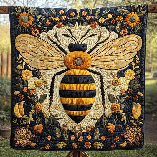 Golden Hive Quilted Blanket - Throw (55" x 60")
