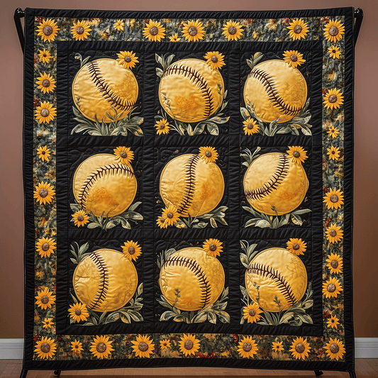 Golden Petals Quilted Blanket - Throw (55" x 60")