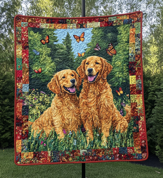 Golden Retriever Harmony Quilted Blanket - Throw (55" x 60")