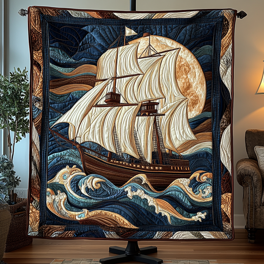Golden Voyage Quilted Blanket - Throw (55" x 60")