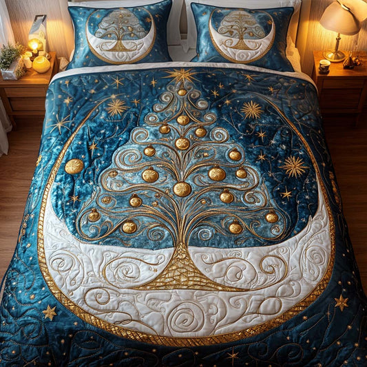 Golden Whisper Of Winter 3-Piece Quilted Bedding Set - Single (59" x 70")