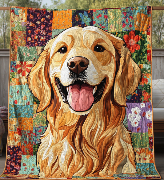 Good Golden Retriever Quilted Blanket - Throw (55" x 60")