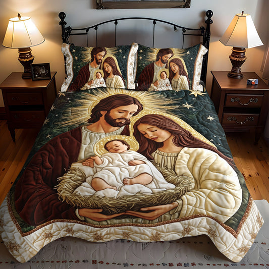 Graceful Blessings 3-Piece Quilted Bedding Set - Single (59" x 70")