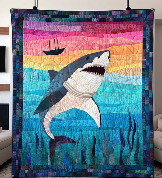 Great White Teeth Quilted Blanket - Throw (55" x 60")