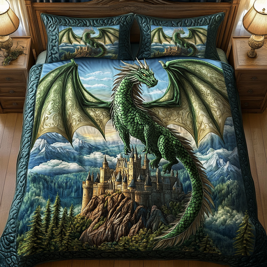 Green Sentinel 3-Piece Quilted Bedding Set - Single (59" x 70")