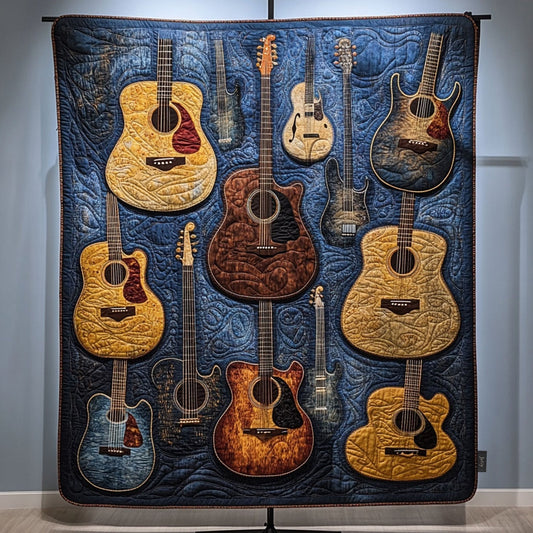 Guitar Groove Quilted Blanket - Throw (55" x 60")