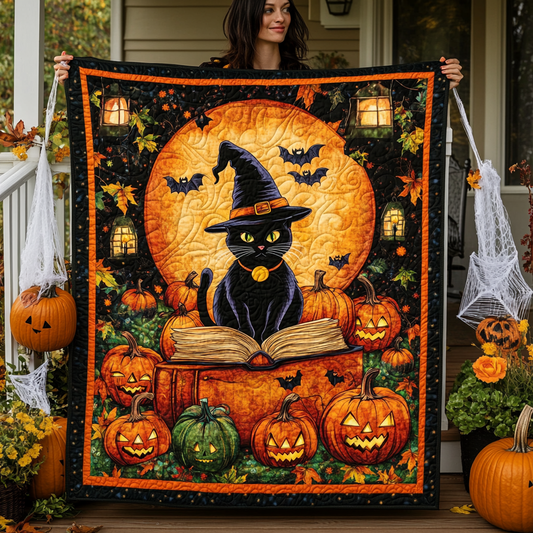 Halloween Feline Quilted Blanket - Throw (55" x 60")