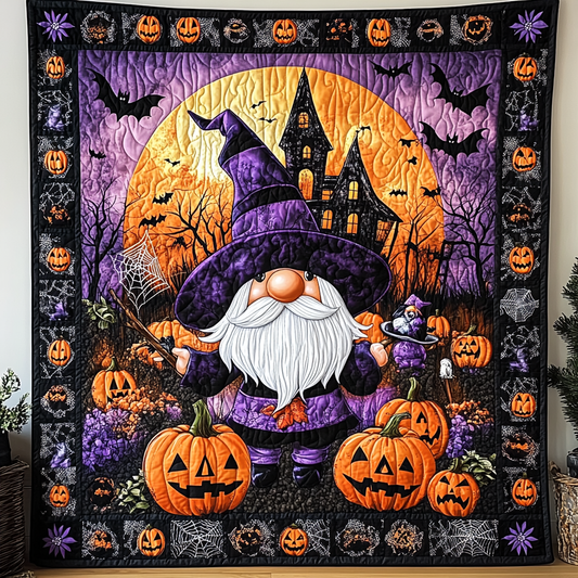 Halloween Gnome Quilted Blanket - Throw (55" x 60")
