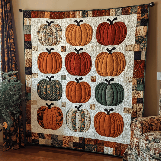 Halloween Pumpkin Quilted Blanket - Throw (55" x 60")
