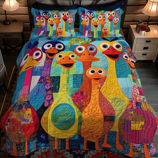 Happy Duck Village 3-Piece Quilted Bedding Set - Single (59" x 70")