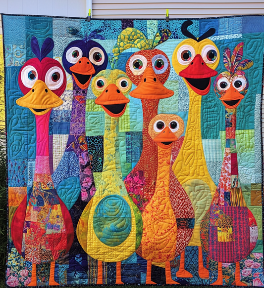 Happy Duck Village Quilted Blanket - Throw (55" x 60")