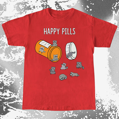 Happy Pills Raccoon Shirt – Dark Humor Mental Health Art, funny meme tee gift (view 9)