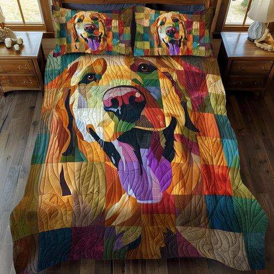 Happy Retriever 3-Piece Quilted Bedding Set - Single (59" x 70")