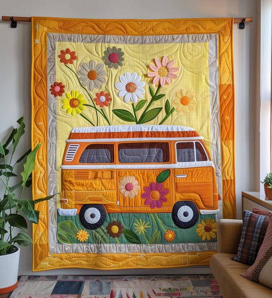 Happy Camper Quilted Blanket - Throw (55" x 60")