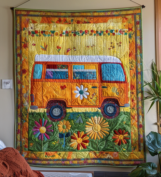 Happy Camper Throw Quilted Blanket - Throw (55" x 60")