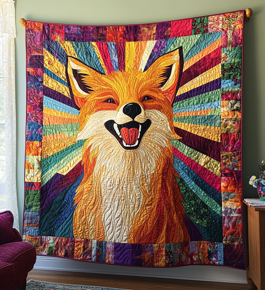 Happy Fox Quilted Blanket - Throw (55" x 60")