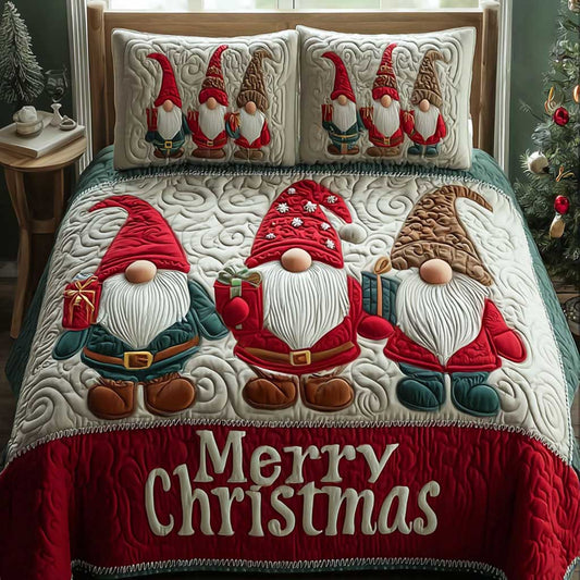 Happy Gnome 3-Piece Quilted Bedding Set - Single (59" x 70")