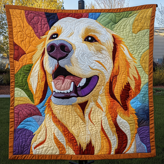 Happy Golden Glow Quilted Blanket - Throw (55" x 60")