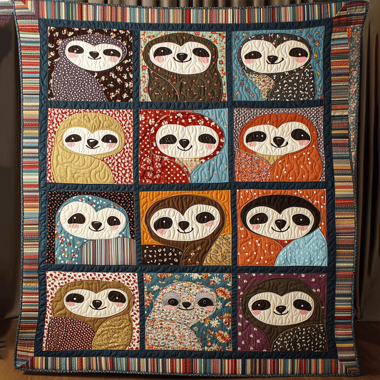 Happy Sloth Quilted Blanket - Throw (55" x 60")