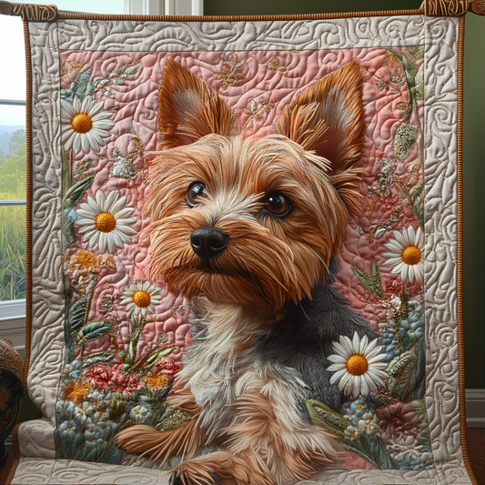Happy Yorkie Quilted Blanket - Baby (30" x 40")