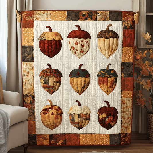 Harvest Acorn Quilted Blanket - Throw (55" x 60")