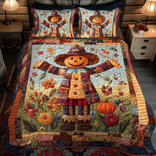 Harvest Time Scarecrow 3-Piece Quilted Bedding Set - Single (59" x 70")