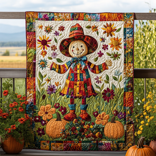 Harvest Time Scarecrow Quilted Blanket - Throw (55" x 60")