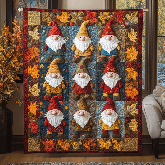 Harvesting Gnomes Quilted Blanket - Throw (55" x 60")