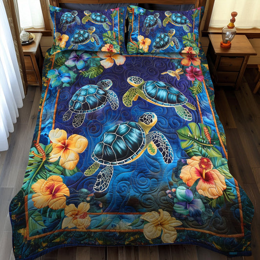 Hawaiian Bliss Turtle 3-Piece Quilted Bedding Set - Single (59" x 70")