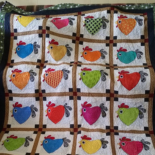 Heart Chicken Quilted Blanket - Throw (55" x 60")