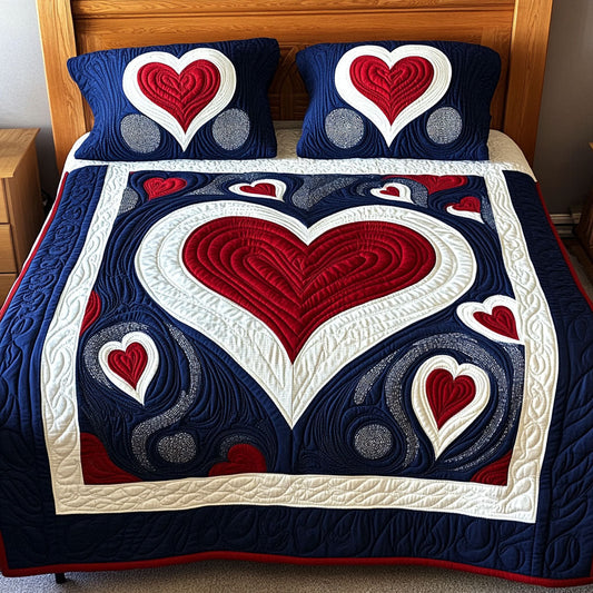 Heartfelt Harmony 3-Piece Quilted Bedding Set - Single (59" x 70")
