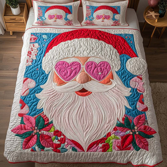 Heartfelt Santa 3-Piece Quilted Bedding Set - Single (59" x 70")