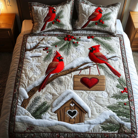 Heartwarming Pair 3-Piece Quilted Bedding Set - Single (59" x 70")