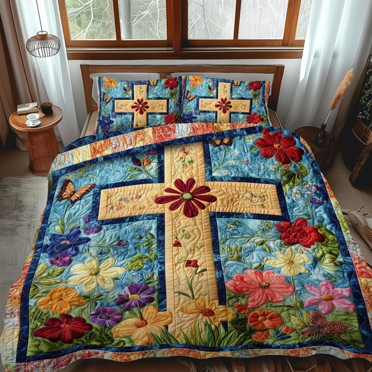 Heavenly Cross 3-Piece Quilted Bedding Set - Single (59" x 70")