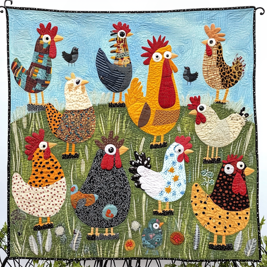 Hen House Harmony Quilted Blanket - Throw (55" x 60")