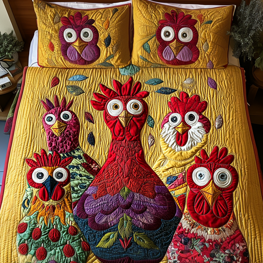 Hen Haven 3-Piece Quilted Bedding Set - Single (59" x 70")