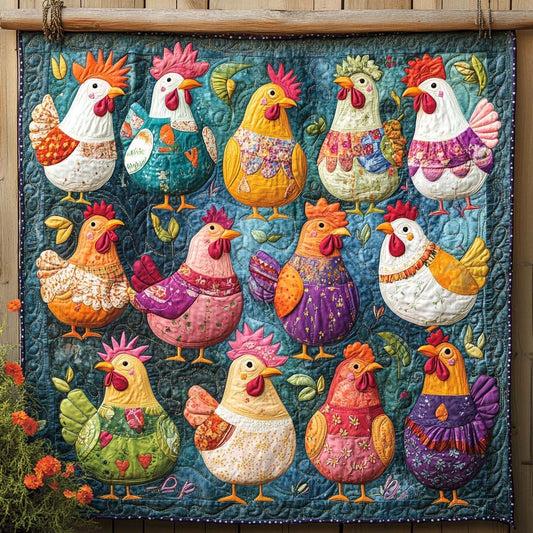 Hen Party Quilted Blanket - Throw (55" x 60")