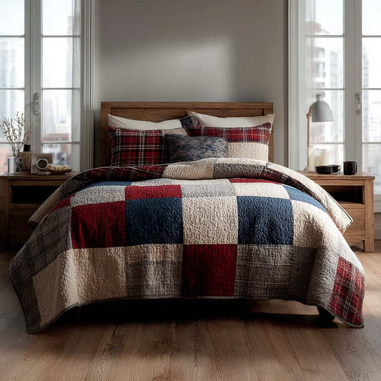 Heritage Block 3-Piece Quilted Bedding Set - Single (59" x 70")