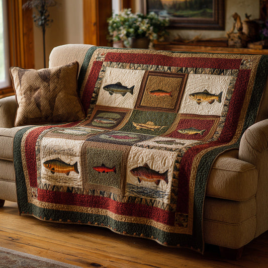 Heritage Fish Blocks Quilted Blanket - Baby (30" x 40") - Pack 1