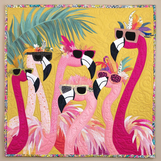 Hibiscus Haven Quilted Blanket - Throw (55" x 60")