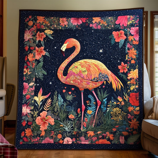 Hibiscus Haven Quilted Blanket - Throw (55" x 60")