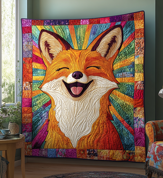 Hilarious Fox Quilted Blanket - Throw (55" x 60")