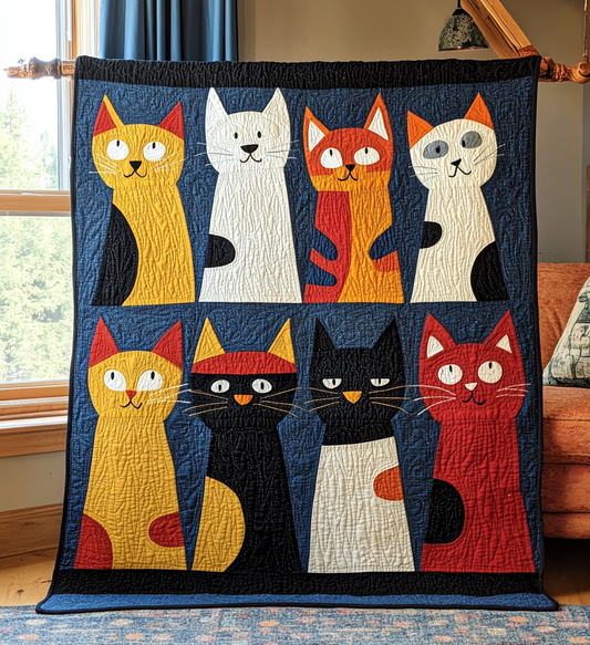 Hilarious Kitty Quilted Blanket - Throw (55" x 60")