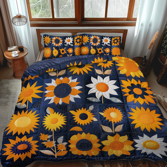 Hilarious Sunflowers 3-Piece Quilted Bedding Set - Single (59" x 70")