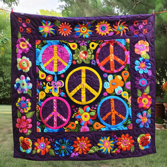Hippie Purple Quilted Blanket - Throw (55" x 60")